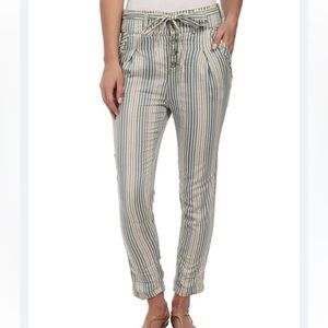 NEW FREE PEOPLE Striped Beach Trousers, Cream & Teal Combo (Size 6)MSRP $98.00